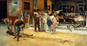Francesco Netti. Gladiator Fight during a Meal at Pompeii ,1880. Museo di Capodimonte, Naples